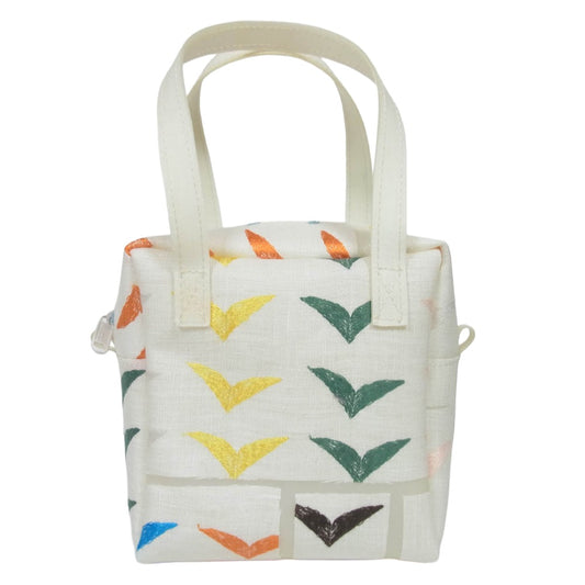 mina perhonen ミナペルホネン × Luisa C bird CUBE BAG ルイザC バード キューブ ハンド バッグ M ホワイト系【中古】