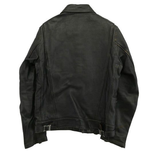 ADDICT CLOTHES アディクトクローズ AD-03 シープスキン レザー ダブル ライダース ジャケット ブラック系 34【中古】
