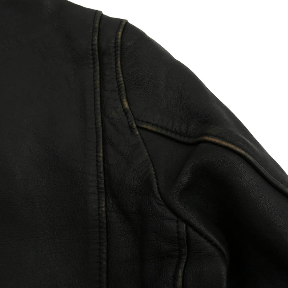 ADDICT CLOTHES アディクトクローズ AD-03 シープスキン レザー ダブル ライダース ジャケット ブラック系 34【中古】