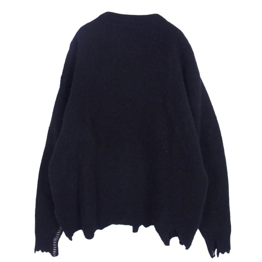 SAINT MICHAEL セントマイケル 22AW SM-A22-0000-033 CLF KNIT ウール ダメージ ニット セーター ブラック系 L【中古】