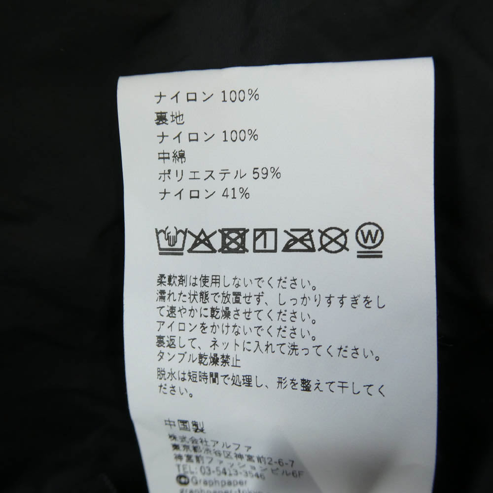 GRAPHPAPER グラフペーパー 25AW GM253-30435 PERTEX QUANTUM AIR Light Thermo Blouson パーテックス クオンタム エアー ライト サーモ ブルゾン 中綿 ジャケット ブラック系 2【中古】