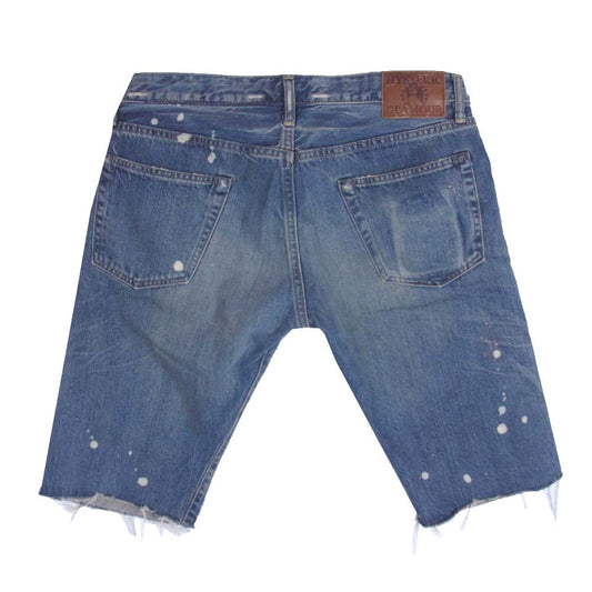HYSTERIC GLAMOUR ヒステリックグラマー スタッズ ペイント ダメージ加工 デニム パンツ ショーツ ライトブルー系 34【中古】