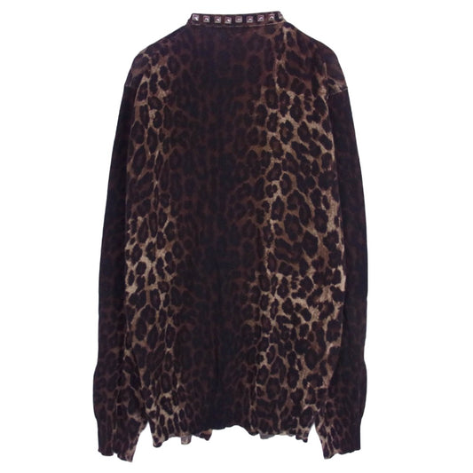 HYSTERIC GLAMOUR ヒステリックグラマー 0223ND12 レオパード スタッズ カーディガン ブラウン系 M【中古】