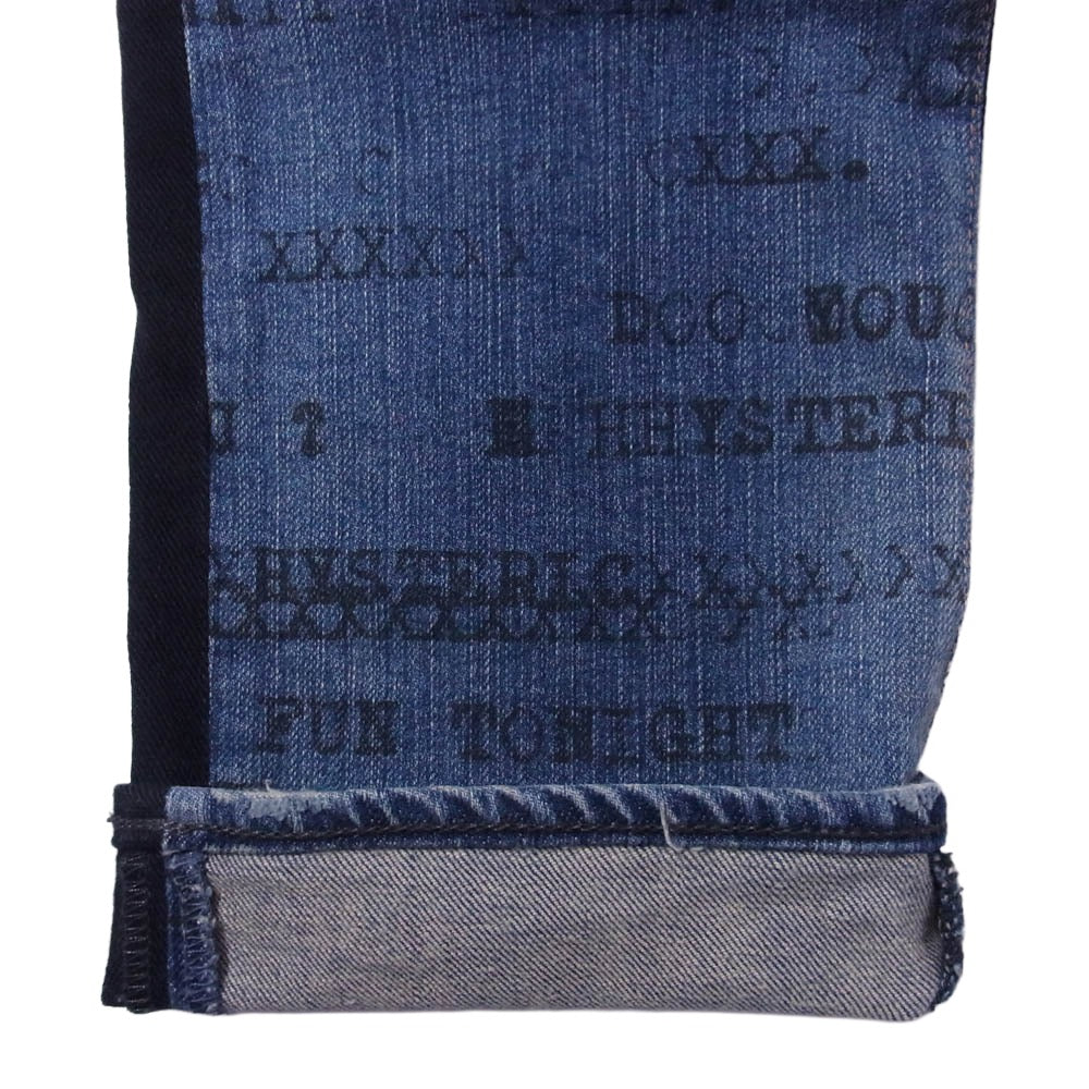 HYSTERIC GLAMOUR ヒステリックグラマー 0293AP05 メッセージプリント スタッズ デニム パンツ インディゴブルー系 32【中古】