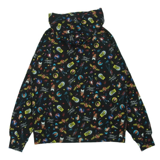 HYSTERIC GLAMOUR ヒステリックグラマー 02182CF01 MJ-BEAT IT! Michael Jackson マイケルジャクソン 総柄 ジップアップ パーカー ブラック系 M【中古】