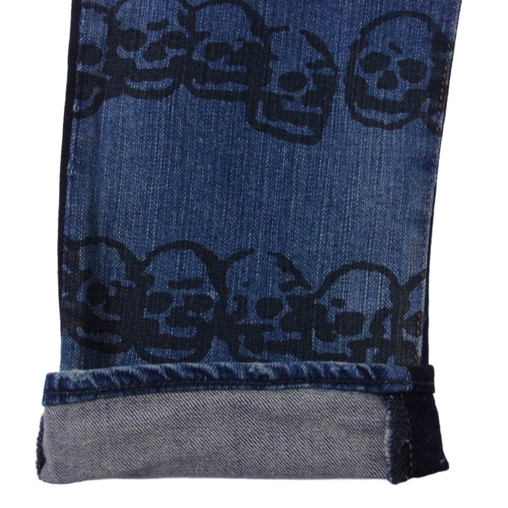 HYSTERIC GLAMOUR ヒステリックグラマー 0294AP08 スカル 切替 スタッズ デニム パンツ インディゴブルー系 32【中古】