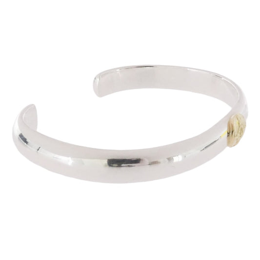 FIRST ARROW's ファーストアローズ BR-011 K18付 甲丸 プレーン バングル シルバー系 M【中古】