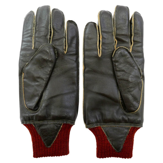 The REAL McCOY'S ザリアルマッコイズ TYPE A-10 GLOVE 赤リブ レザーグローブ ミリタリーグローブ 手袋 ダークブラウン系 8.5【中古】