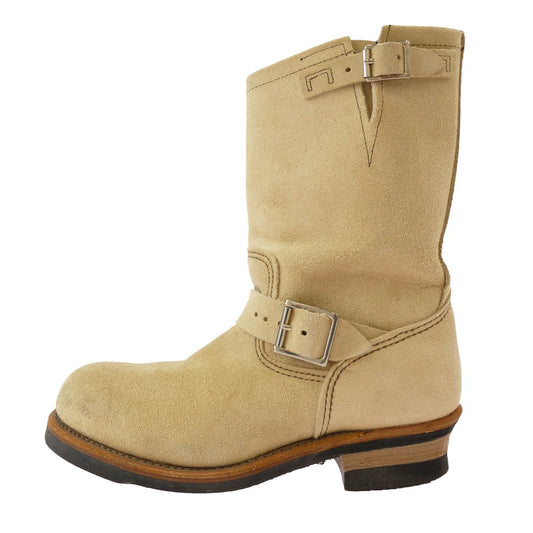 RED WING レッドウィング 8268 USA製 10年製 ENGINEER BOOT スチールトゥ スエード エンジニア ブーツ ベージュ系 26.5cm【中古】