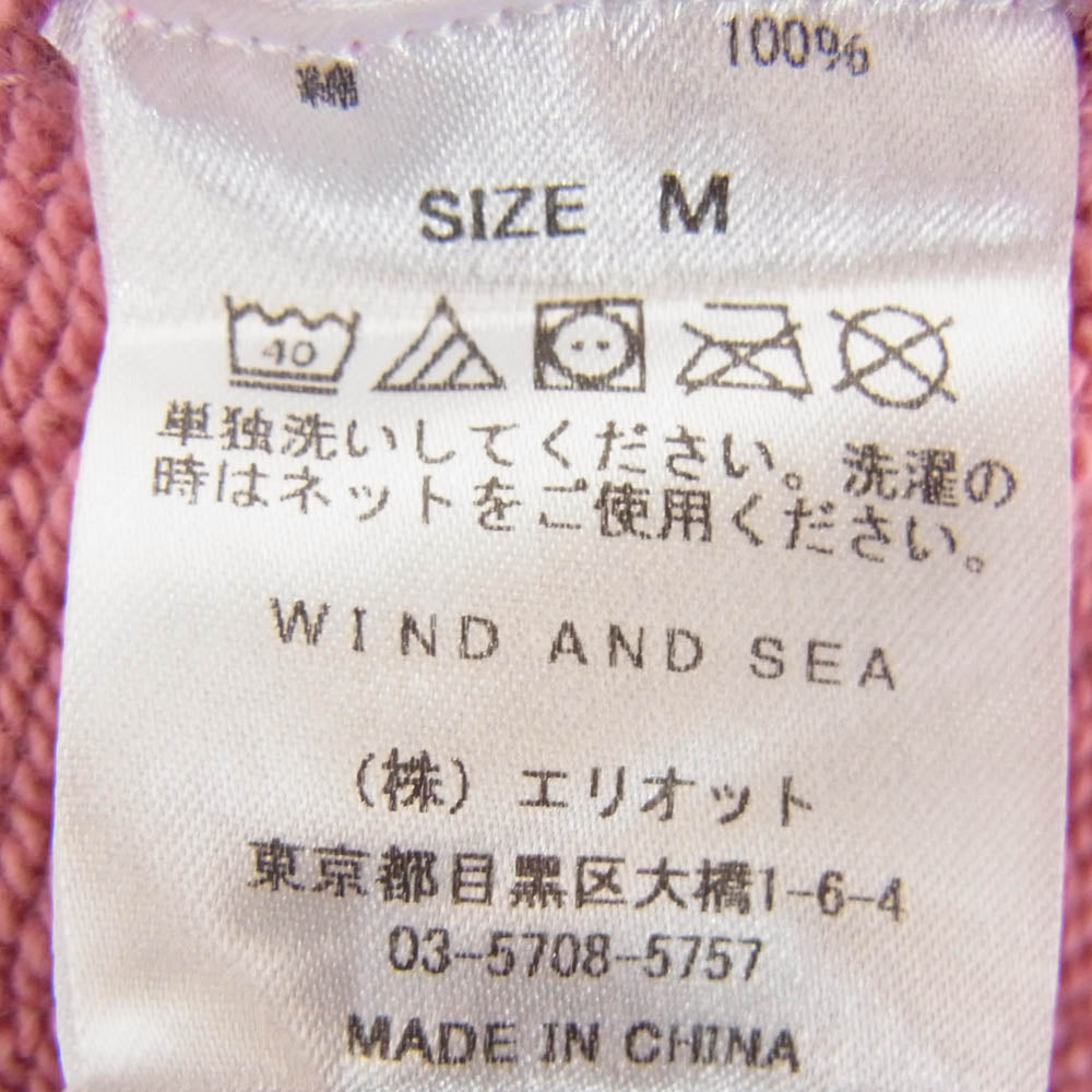 WIND AND SEA ウィンダンシー ロゴ コットン クルーネック スウェット ピンク系 M【中古】