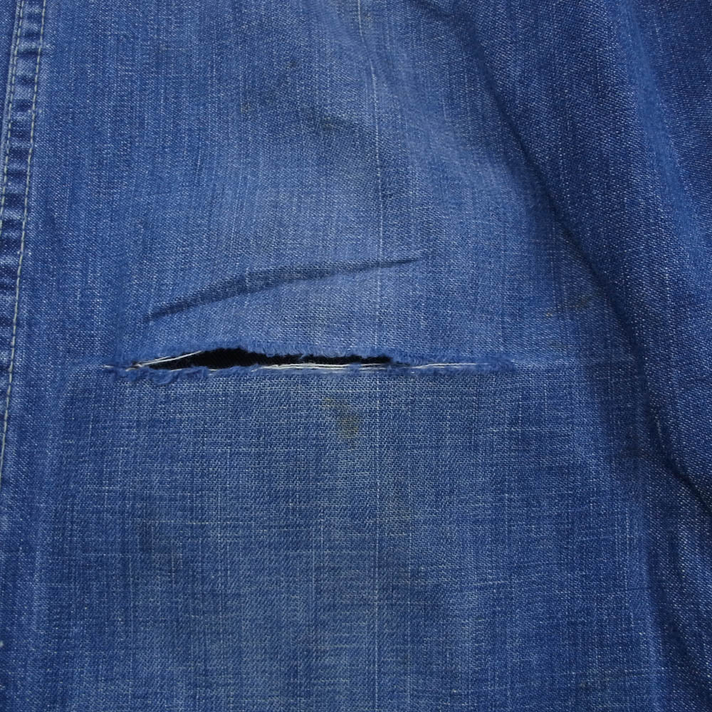 Levi's リーバイス Vintage ヴィンテージ 60s~70s 白タグ BIG E 不均等V Scovill社製 GRIPPER ZIP シャンブレー ストレート ジップパンツ ボタン裏刻印15 インディゴブルー系【中古】