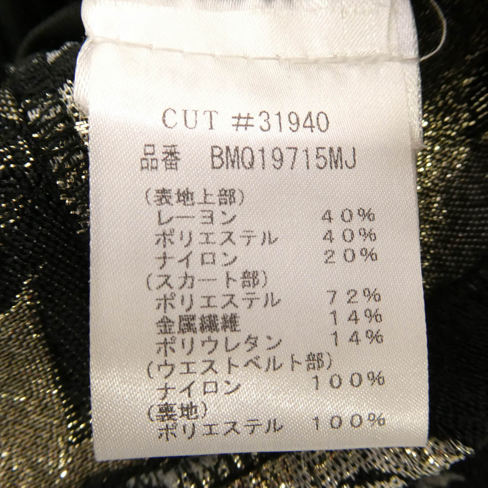 TADASHI SHOJI タダシショージ フレンチスリーブ スパンコール ジャカード タイトドレス ブラック系 ゴールド系 2【美品】【中古】