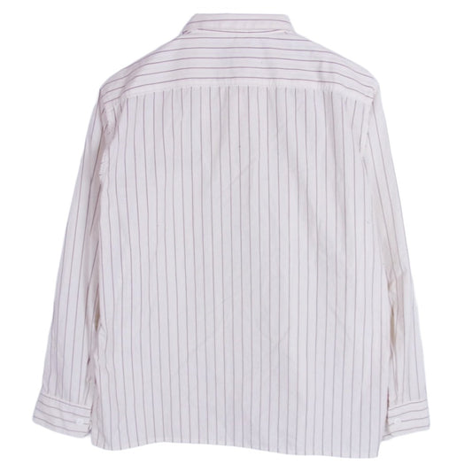 CALEE キャリー ストライプ ワーク 長袖 シャツ ライトブラウン系 XL【中古】