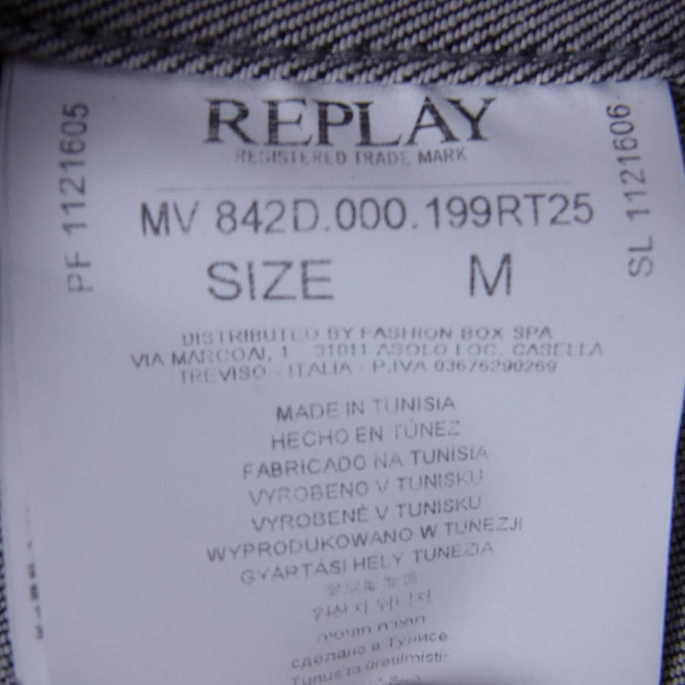 REPLAY リプレイ MV842D コットン ストレッチ デニム ジャケット ブラック系 M【極上美品】【中古】