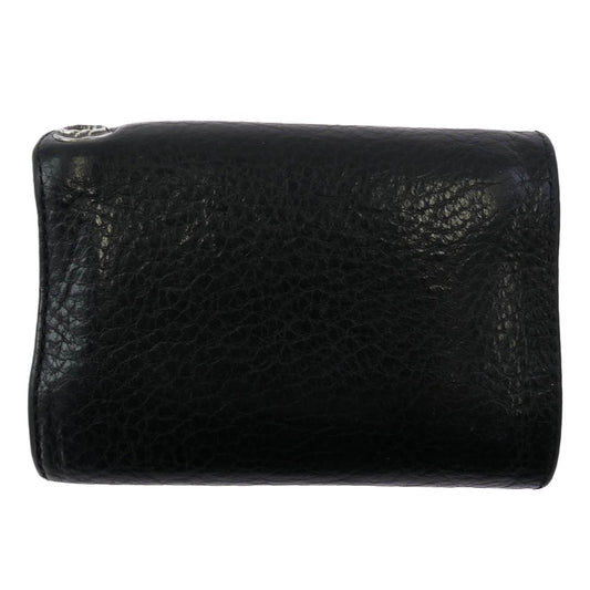 CHROME HEARTS クロムハーツ(原本無) 3FOLD 3フォールド クロスボール レザー ウォレット 三つ折り財布 ブラック系【中古】