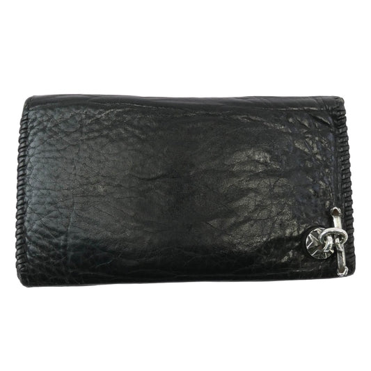 GABOR ガボール Gaboratory ガボラトリー マリア ギャランティ付属 スカルTバー付き Gクラウンコンチョボタン プレーンバッファローレザー ウォレット 長財布 ブラック系 シルバー系【中古】