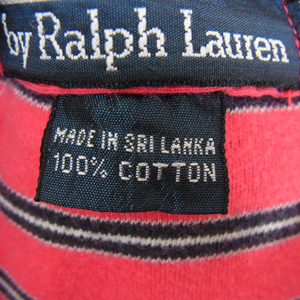 POLO RALPH LAUREN ポロ・ラルフローレン ロゴ刺繍 オーバーサイズ ボーダー 半袖 ポロシャツ レッド系 XL【中古】