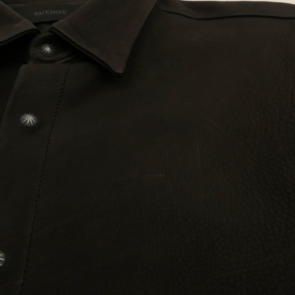 BACKBONE バックボーン 別注カウハイド インディアンスカル レザー シャツ ダークブラウン系 L【中古】