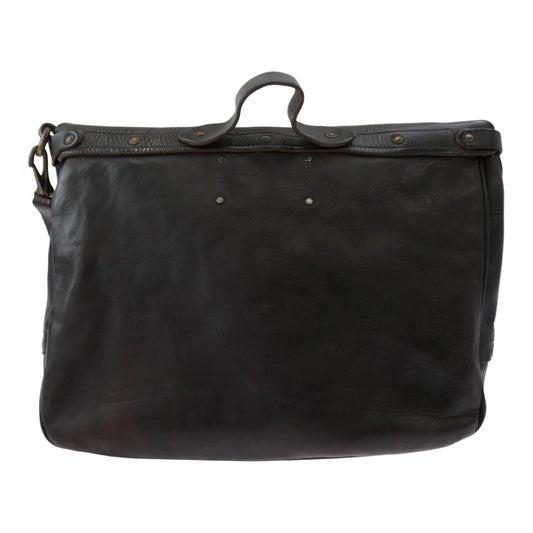 RRL ダブルアールエル Tumbled Leather Messenger Bag イタリア製 ヴィンテージ加工 オールレザー メッセンジャー バッグ ダークブラウン系【中古】