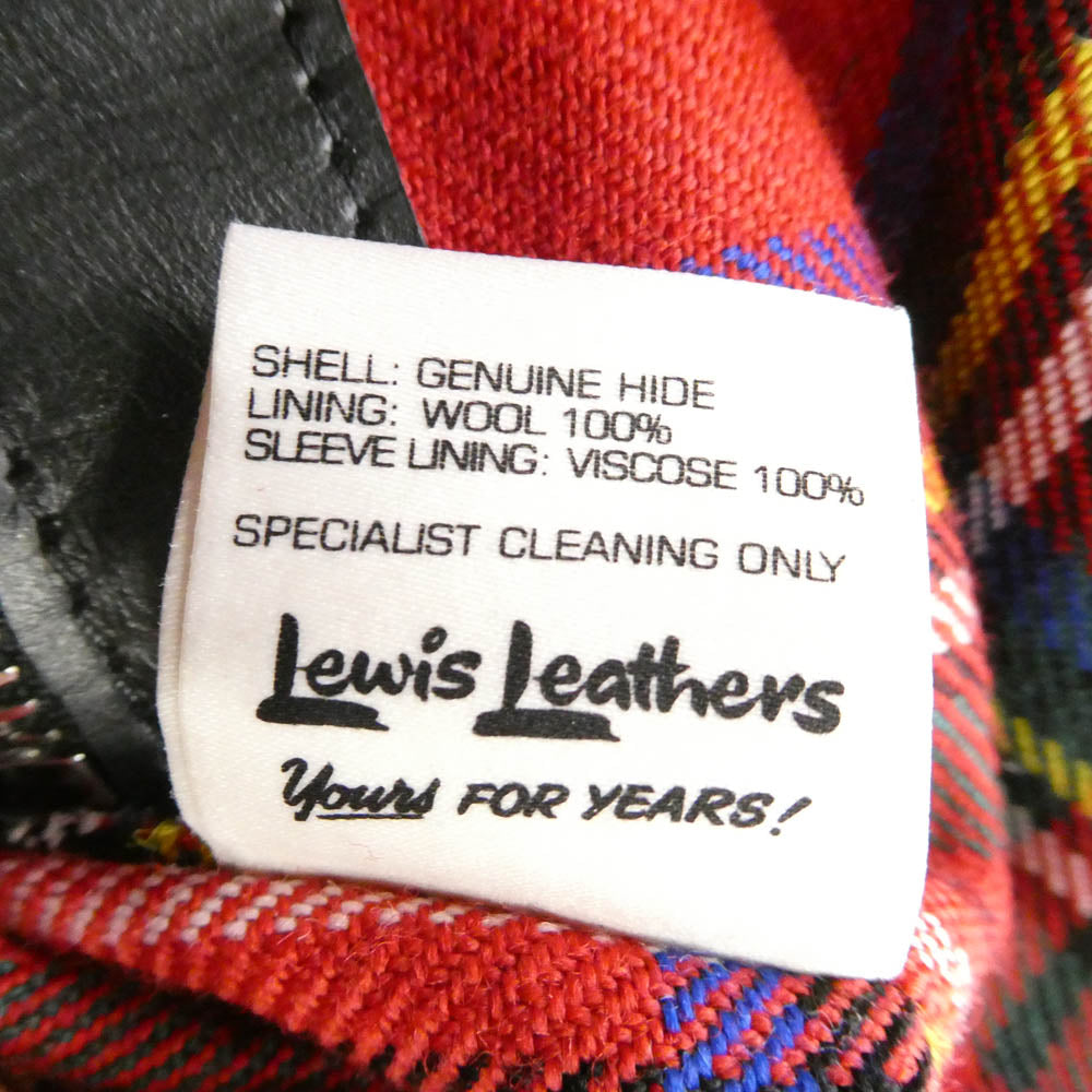Lewis Leathers ルイスレザー 550T Nebraska ネブラスカ タイトフィット 裏地タータンチェック シングルライダース レザージャケット ブラック系 40【美品】【中古】