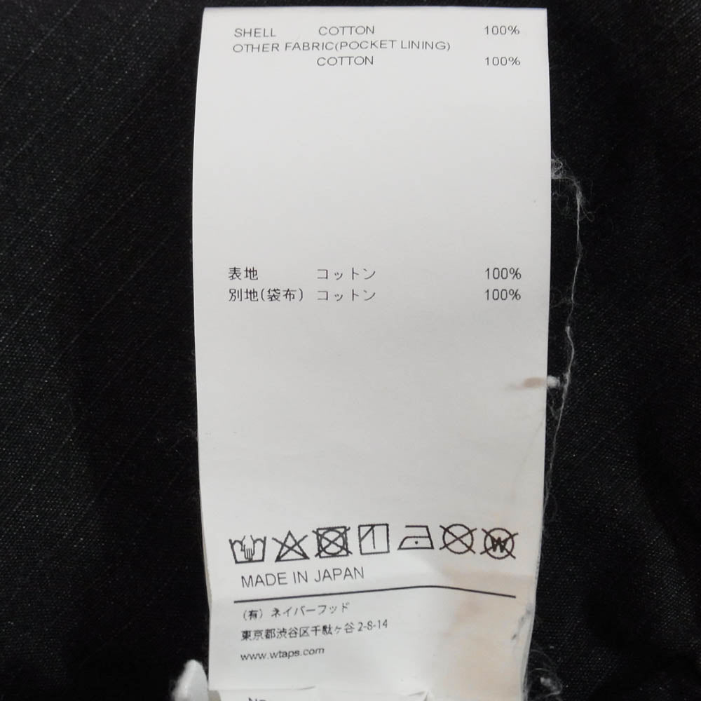 WTAPS ダブルタップス 23SS 231BRDT-PTM04 TROUSERS COTTON RIPSTOP トラウザー コットン パンツ ブラック系 02【中古】