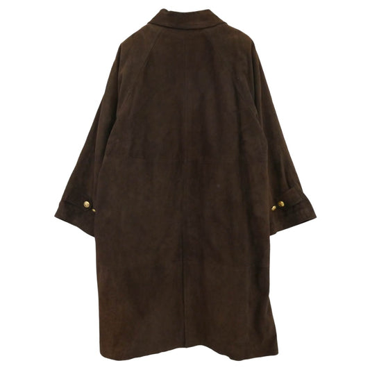 GUCCI グッチ 239-1110-7513 シープスキン スエード レザー ロングコート ジャケット ブラウン系 44【中古】