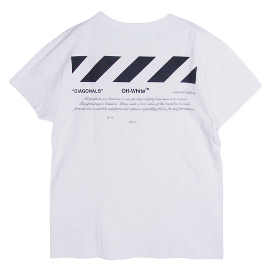 OFF-WHITE オフホワイト OMAA027F18A53002 ダイアゴナル ロゴ プリント 半袖 Tシャツ カットソー ホワイト系 XXS【美品】【中古】