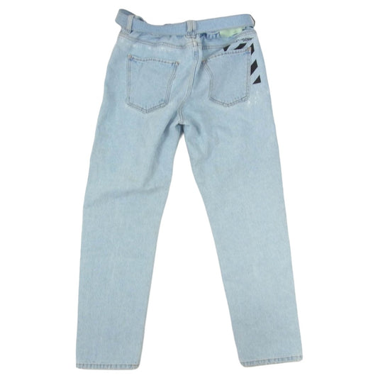 OFF-WHITE オフホワイト 19SS OMYA005R19386032 ボタンフライ テーパード ダメージ加工 ストレッチ デニム インディゴブルー系 32【中古】