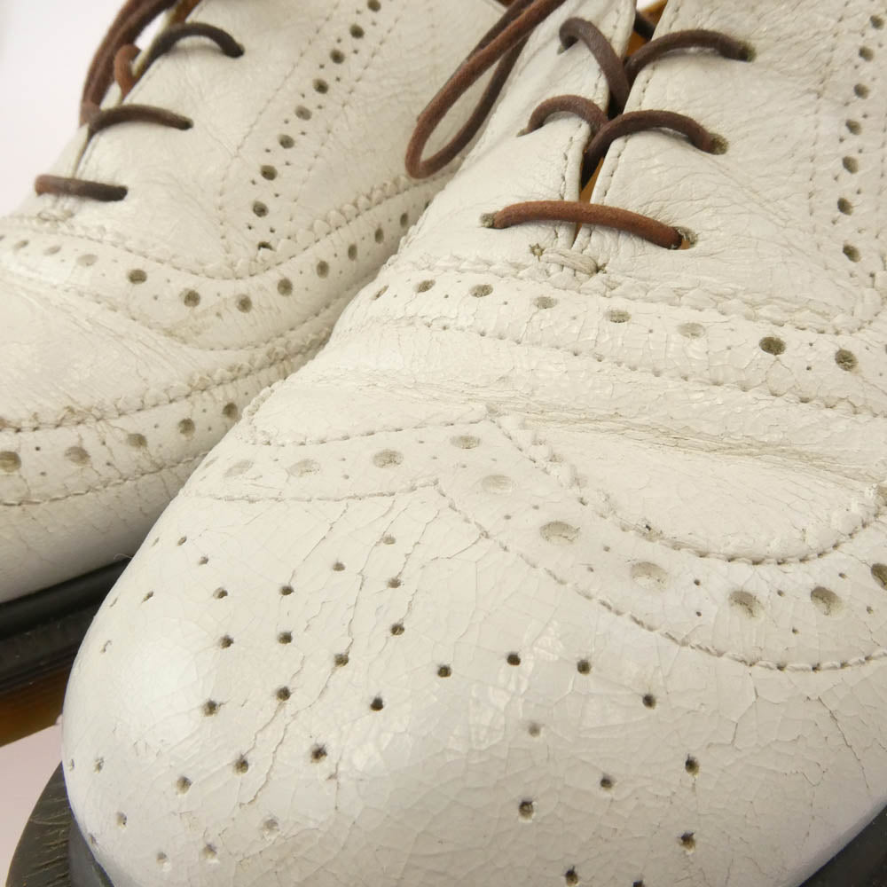 COMME des GARCONS HOMME DEUX コムデギャルソンオムドゥ 25356 英国製 ウィングチップ メダリオン レザー シューズ ホワイト系 US9【中古】