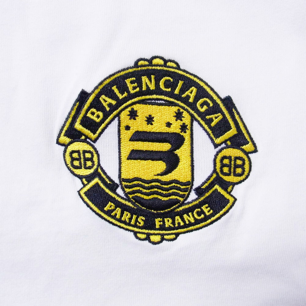 BALENCIAGA バレンシアガ 21AW 612965 TLV61 WARDROBE ロゴ刺繍 半袖 Tシャツ カットソー ホワイト系 XS【中古】