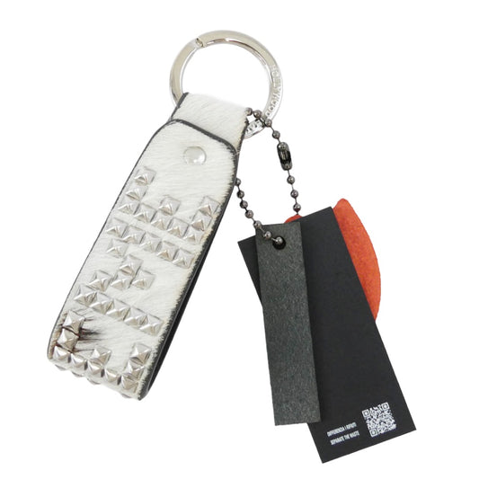 Supreme シュプリーム 23SS × HTC エイチティーシー Hollywood Trading Company Studded Keychain ハリウッド トレーディング カンパニー スタッディド キーチェーン COWレザー ホワイト系【極上美品】【中古】
