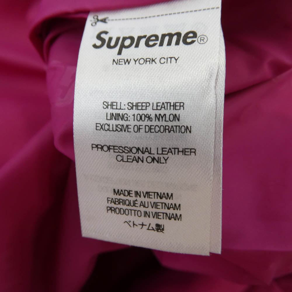 Supreme シュプリーム 22SS GORE-TEX Leather Jacket 羊革 シープスキン ゴアテックス レザー ジャケット ピンク系 L【極上美品】【中古】
