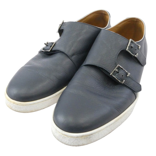 John Lobb ジョンロブ HOLME ホルム ダブルモンクストラップ レザー スニーカー ネイビー系 9【中古】
