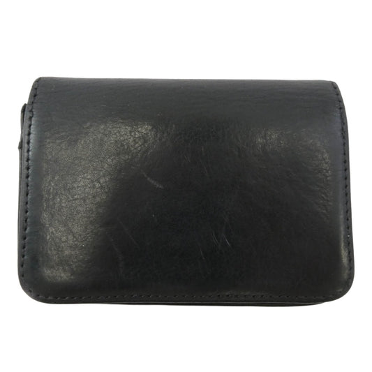 CHROME HEARTS クロムハーツ(原本無) CARD CAS スクロールラベル レザー カードケース ブラック系【中古】