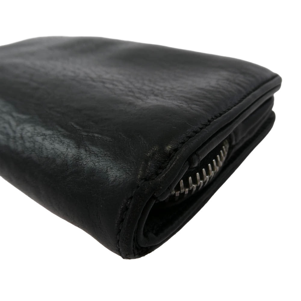 CHROME HEARTS クロムハーツ(原本無) JOEY ジョーイ スクロールラベル レザー ウォレット 財布 ブラック系【中古】