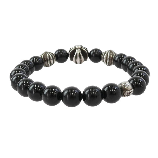CHROME HEARTS クロムハーツ(原本無) 8mm BEAD 13 ビーズ ブレスレット ブラック系 シルバー系【中古】