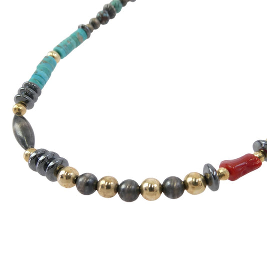 サンシャイントレーディング bright 血赤珊瑚 ターコイズ ビーズ ネックレス マルチカラー系【中古】