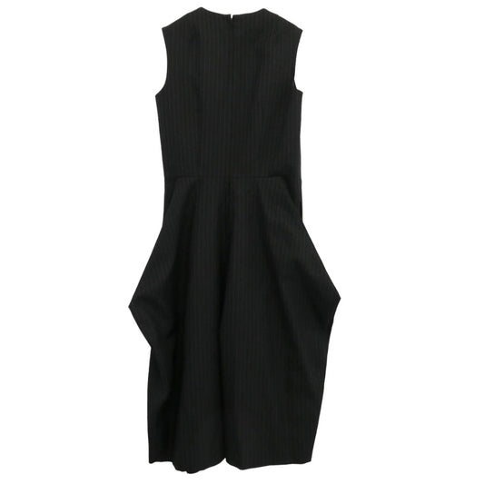 COMME des GARCONS コムデギャルソン 25AW GP-U002 本ライン AD2025 ノースリーブ ピンストライプ バックジップ ウール ジャンプスーツ オールインワン ブラック系 S【極上美品】【中古】