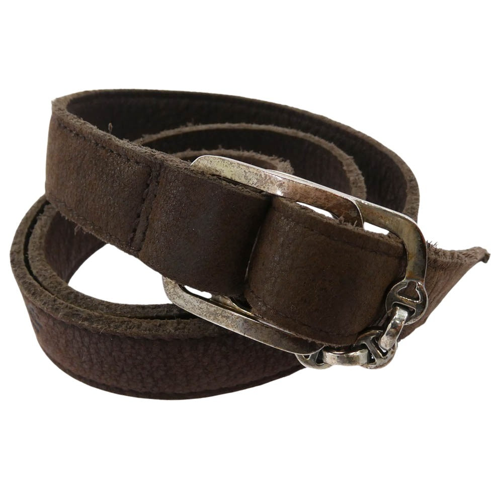 HOORSENBUHS ホーセンブース アンカーチェーンリンクバックル レザー ラップ ブレスレット ブラウン系【中古】 HOORSENBUHS ホーセンブース アンカーチェーンリンクバックル レザー