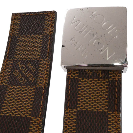 LOUIS VUITTON ルイ・ヴィトン M6803 ダミエ ロゴバックル サンチュール キャレ レザー ベルト ブラウン系【中古】