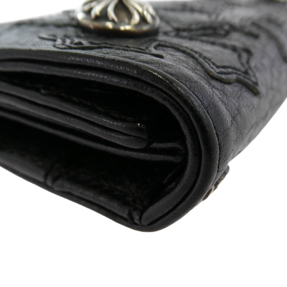 CHROME HEARTS クロムハーツ(原本無) CROSS PATCH WAVE WALLET セメタリークロスパッチ ウェーブ ウォレット 長財布 ブラック系【中古】