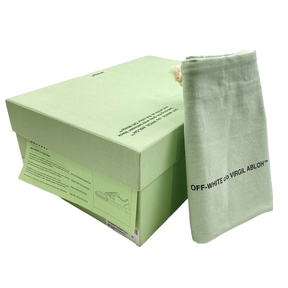 OFF-WHITE オフホワイト 19AW OMIA085F19D680011001 LOW VULCANIZED Black Leather タグ付き バルカナイズド アローロゴワッペン ローカット スニーカー シューズ ブラック系 42【中古】