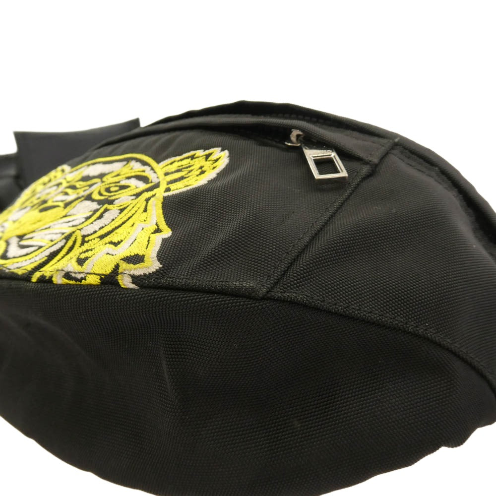 KENZO ケンゾー BL0231-FB6 タイガー ロゴ 刺繍 ウエスト ボディ バッグ ブラック系【中古】