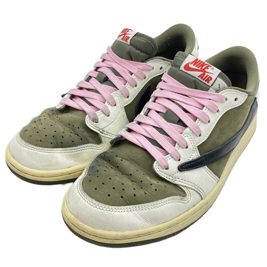 NIKE ナイキ DM7866-200 【フェイクバスターズ鑑定済】× Travis Scott Air Jordan 1 Low OG SP Reverse Olive エアジョーダン1 ロー OG SP リバースオリーブ ローカット スニーカー カーキ系 ホワイト系 26.5cm【中古】