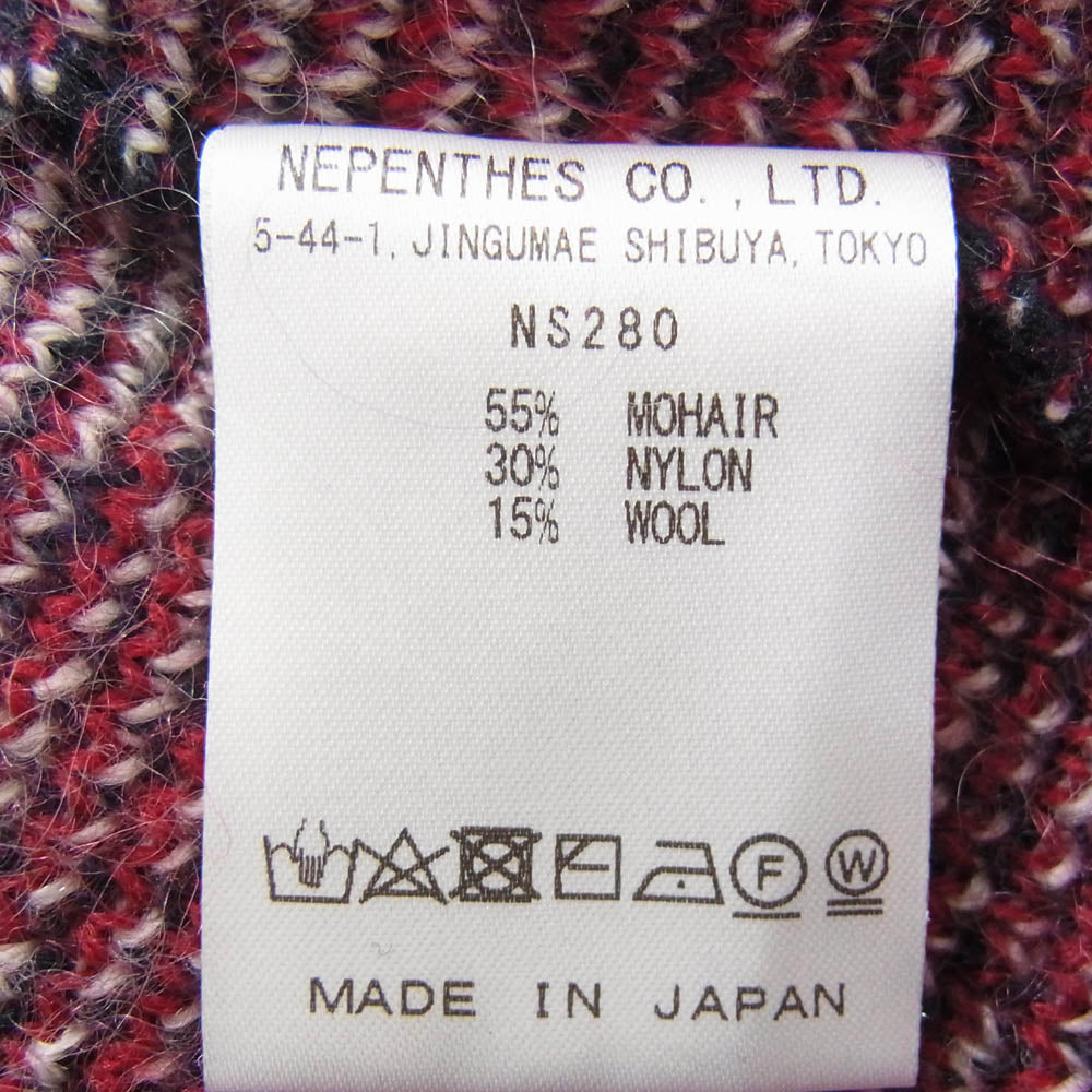 Needles ニードルス NS280 Mohair Cardigan Diamond モヘア ダイヤモンド ニット カーディガン レッド系 M【中古】