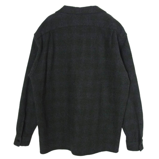 COMOLI コモリ 20AW S03-02008 カシミヤ混ウール チェック オープンカラー シャツ ダークグレー系 2【中古】