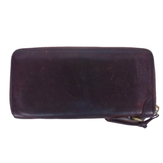 スロウ SLOW スロウ ラウンドファスナー 革 長財布 ウォレット ダークブラウン系【中古】