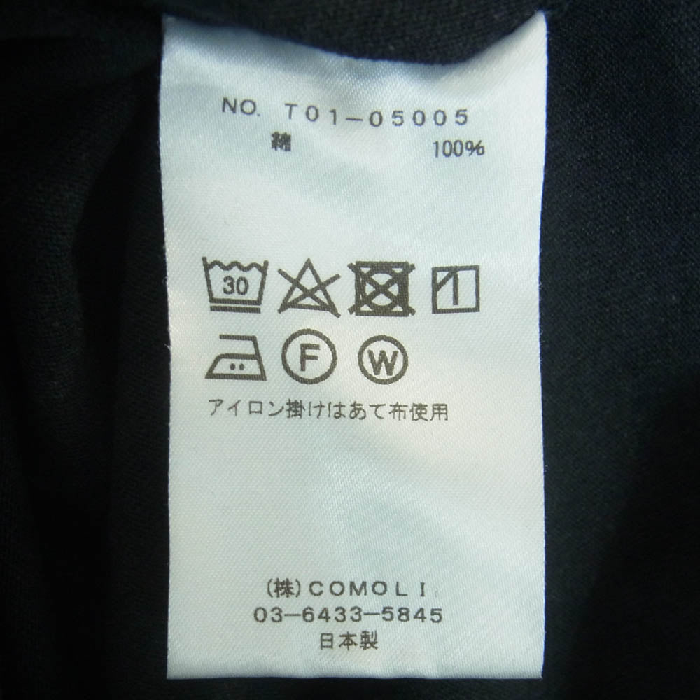 COMOLI コモリ 21SS T01-05005 フットボール 長袖 Tシャツ カットソー 日本製 ブラック系 3【中古】
