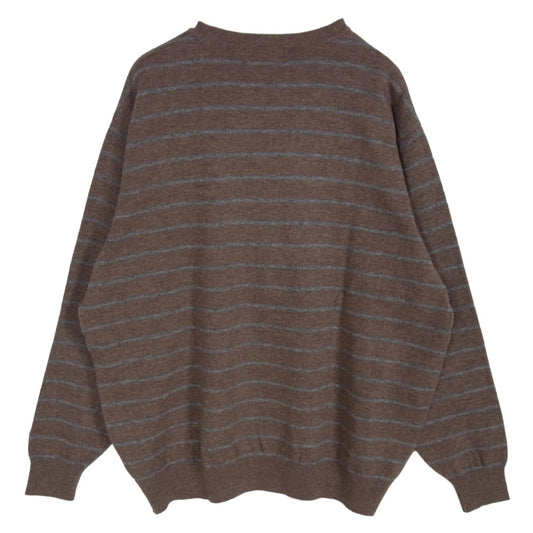 HYSTERIC GLAMOUR ヒステリックグラマー 24AW 02243NS14 GLAMOUR VIXEN GIRL ビクセンガール ワッペン ボーダー ニット セーター ブラウン系 XL【新古品】【未使用】【中古】