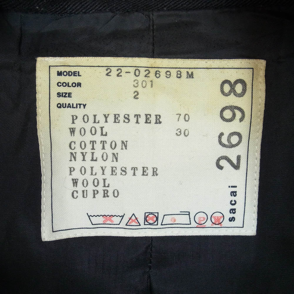 Sacai サカイ 22SS 22-02698M バッファローチェック ブルゾン ジャケット ブラック系 2【中古】